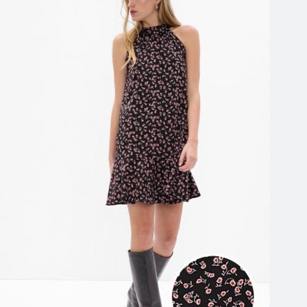 NWT GAP Tie-Back Halter Mini Dress Floral